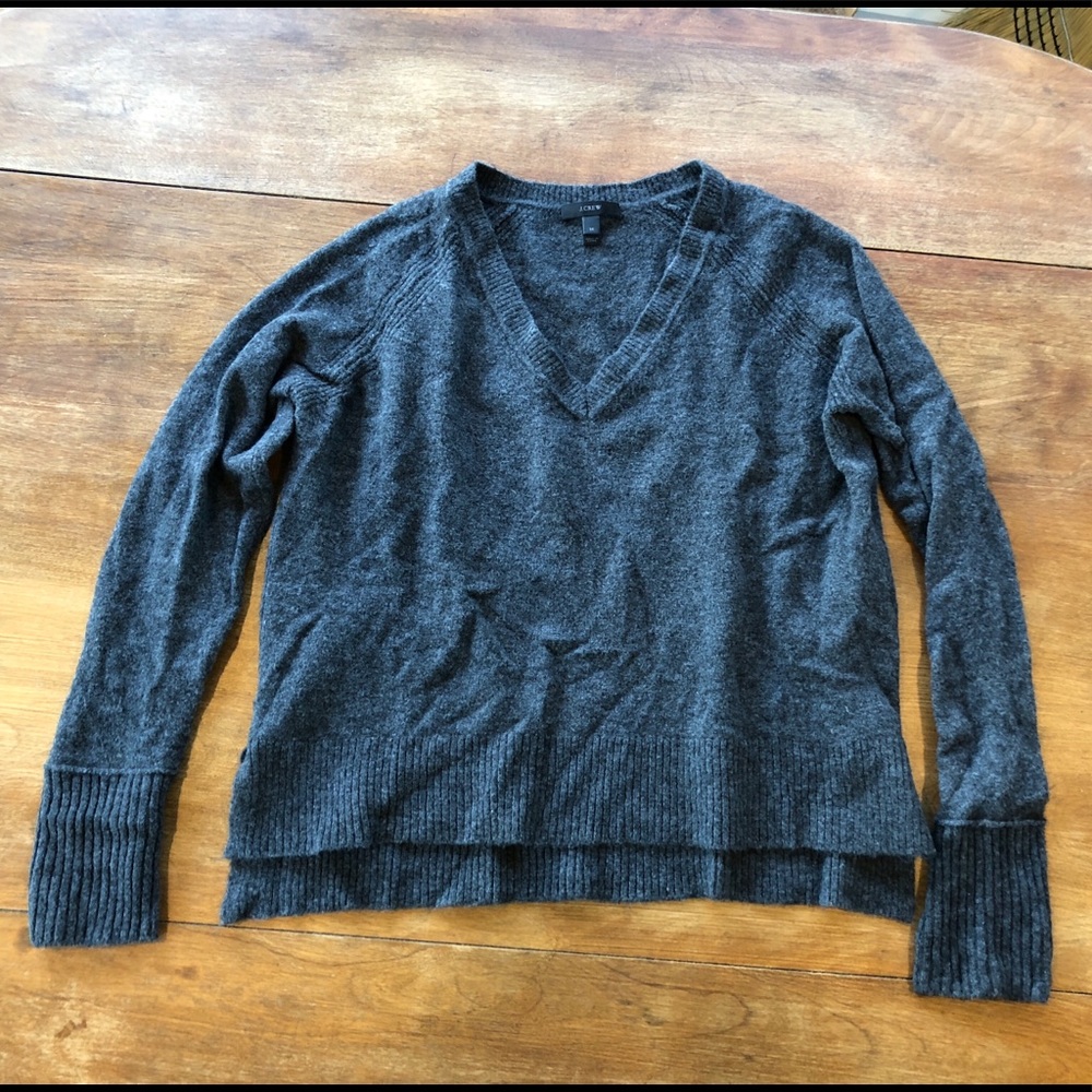 J. Crew Dark Grey Loose-Fit V-neck Pullover
